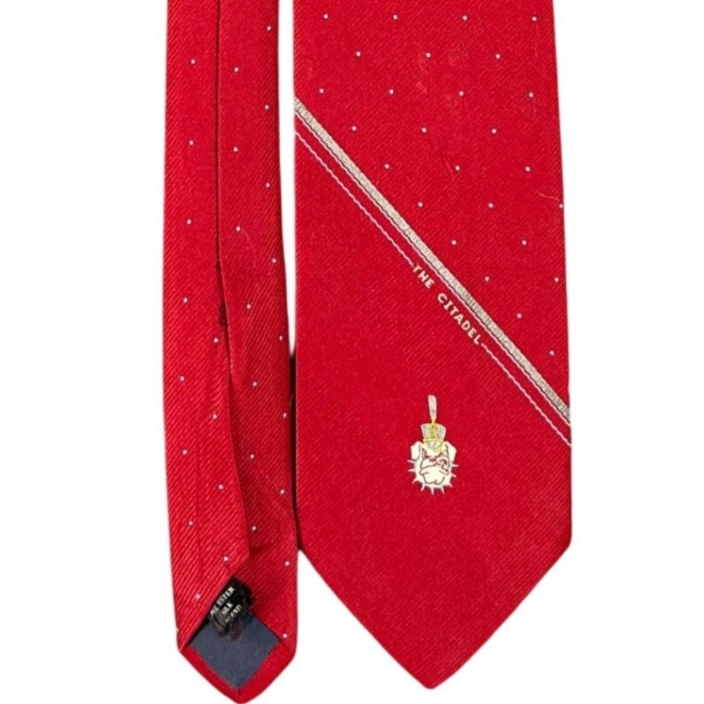 The Citadel MIlitary Necktie Men 56" Bulldog Mascot Pin Dot Collegiate Academia